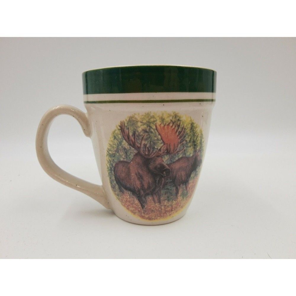 𝅺CABELA’S Folk craft Stone Ware Woodland Moose Hunting Coffee Tea Mug {ONE MUG}